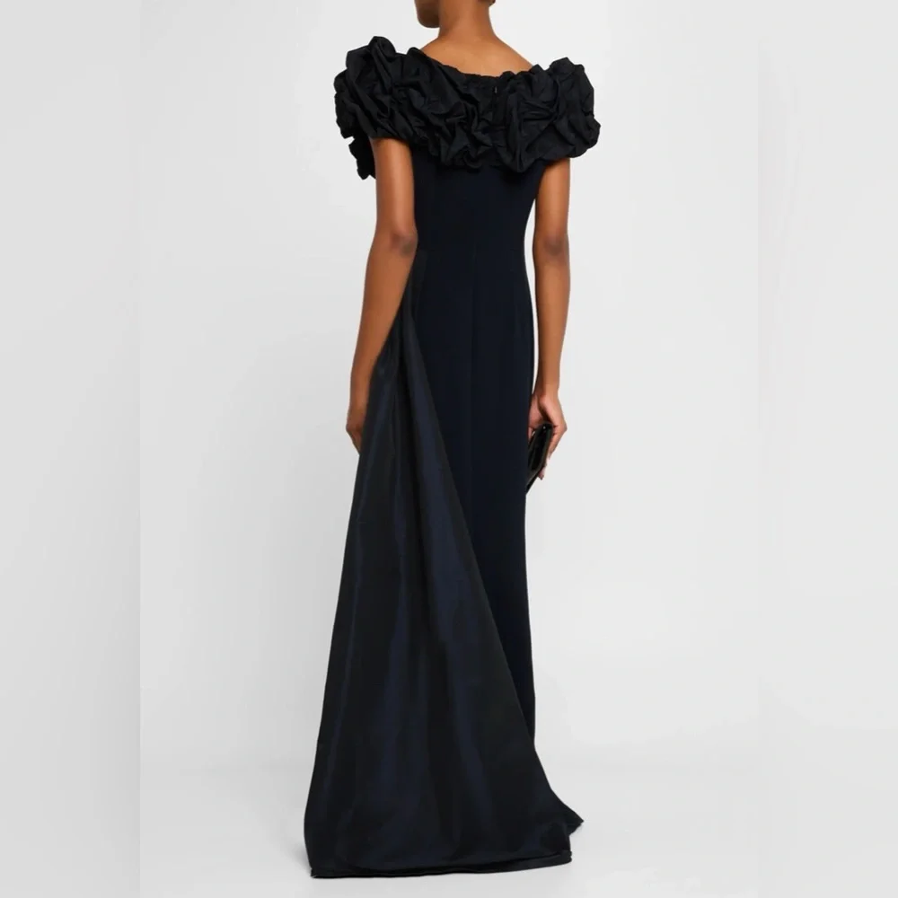 Rickie Freeman for Teri John - A-Line Ruffle Taffeta and Crepe Gown - Picture 4 of 7